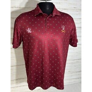 Barstool Sports Polo Golf Shirt Mens Size MEDIUM Burgundy Red Floral Print